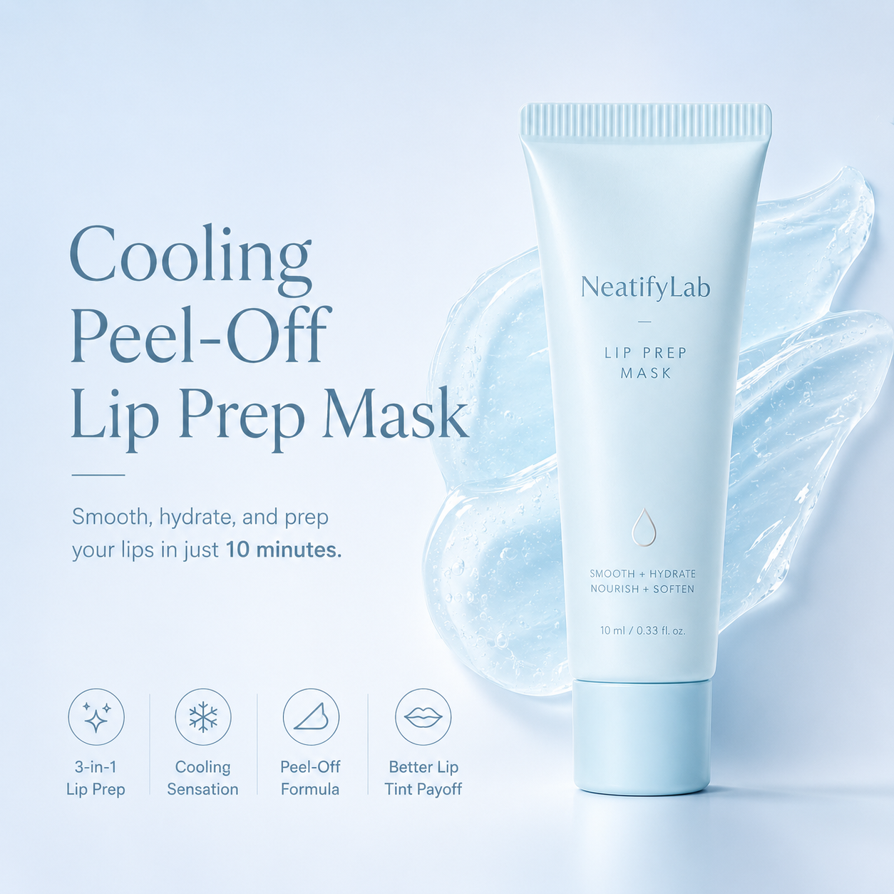 Cooling Peel-Off Lip Prep Mask, 10-Minute Smooth Hydrating Lip Mask